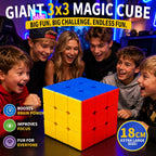 Cubo Mágico Gigante, Cubo de Velocidad 3x3 de 18 cm Gran Caja de Rompecabezas Sensorial 3D con Combinación de Colores, Regalo de Cumpleaños, Navidad y Relleno de Medias para Niños, Adultos, Juguetes