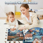Rompecabezas de madera Leodozzio para adultos 500 piezas, rompecabezas de casa estrellada, rompecabezas de madera con forma única de animales de 5 mm de grosor, elección perfecta para regalos, arte de