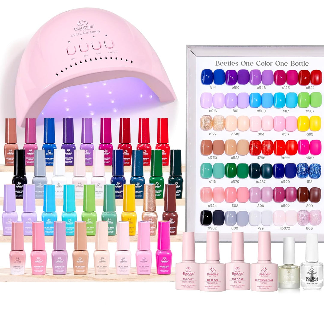 Beetles - Kit de esmalte de uñas de gel con luz UV \u2013 35 colore...