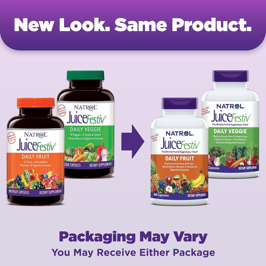 Natrol JuiceFestiv Daily Fruit &amp; Veggie con SelenoExcell y alim...