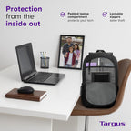 Targus Mochila clásica para laptop de 15 a 16 pulgadas, se adapta a la mayoría de portátiles de hasta 16 pulgadas, mochila de viaje acolchada para viajeros de negocios, universidad y viajes (TBB943GL)