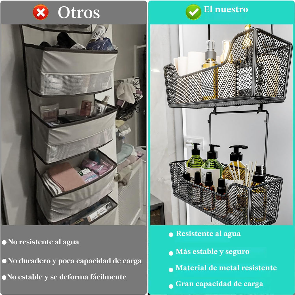 HapiRm Organizador Sobre la Puerta - Organizador de Puerta Colgante con 4 Canastas Metálicas de Gran Capacidad y Gancho Ajustable para Ropa para Baño Dormitorio Cocina Despensa Armario de Cocina