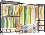 Perchero E10 (Con Barra Colgante Extensible) Percheros Independientes para Colgar Ropa, Sistema Organizador de Armario Ajustable, Perchero Portátil 73-97" An x 15" Pr x 72" Al, Carga Máxima 800