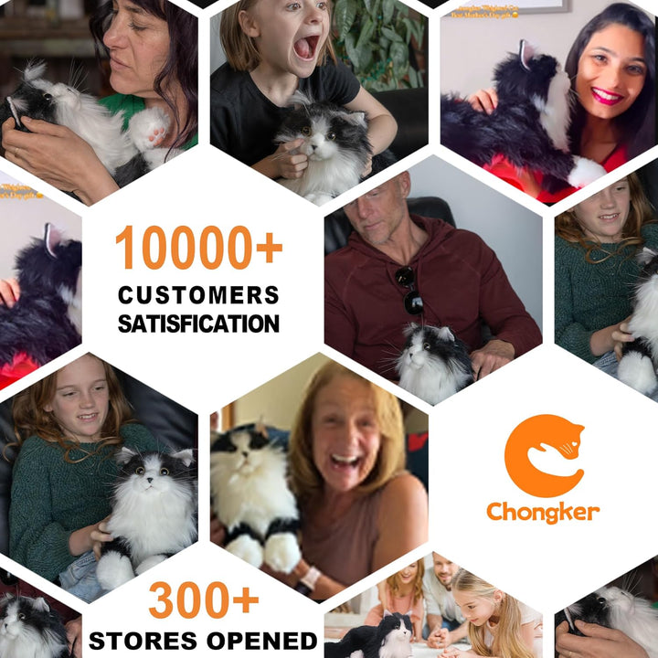 Chongker Animales de peluche hechos a mano con forma de gato realis...
