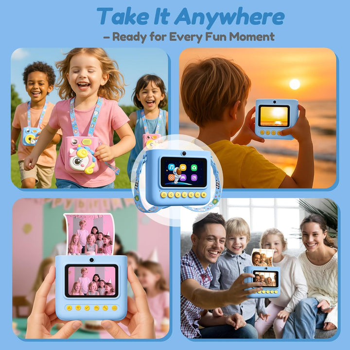 ROHSCE Cámara de impresión instantánea para niños, cámara digital H...