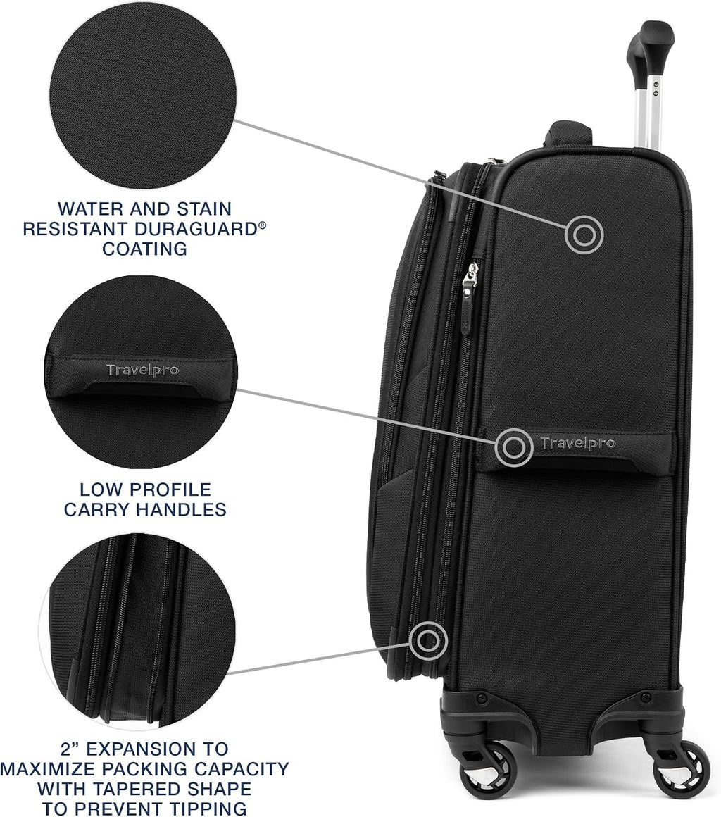 Travelpro Maxlite 5 - Maleta giratoria de equipaje de mano, color negro, 21 pulgadas