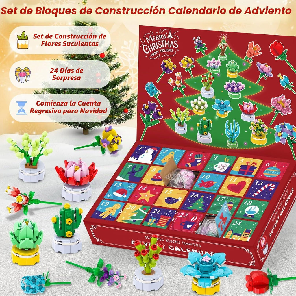 Calendario de Adviento de flores y suculentas 2026-24 días, juego de