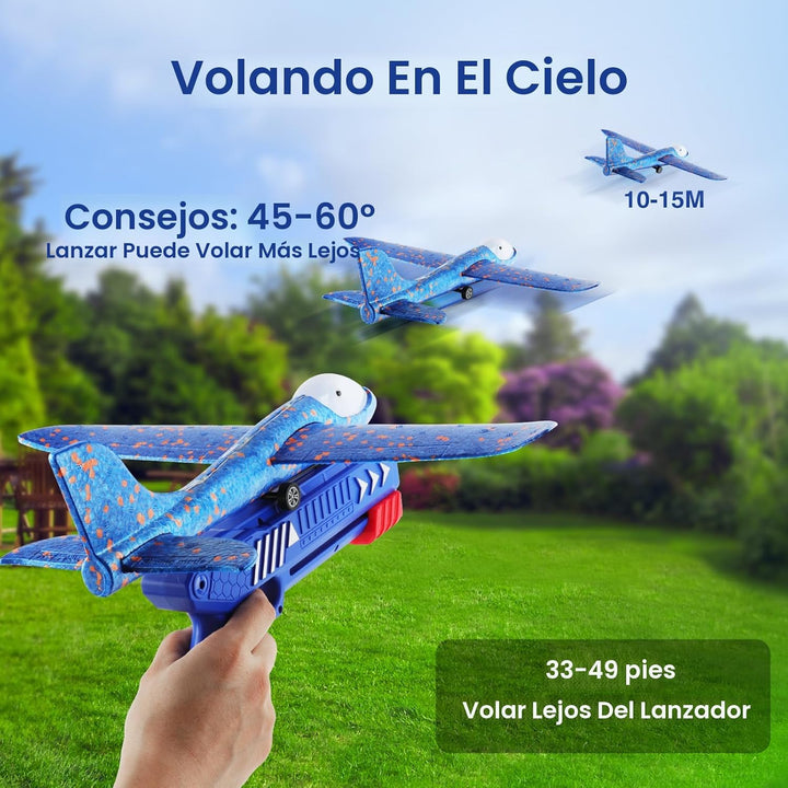 Wesfuner Paquete de 4 Juguetes Lanzadores de Aviones, 2 Modos de Vu...