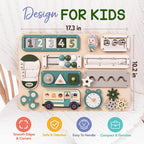 Tabla Montessori grande para bebés y niños pequeños de 1 a 3 a 17 pulgadas, tabla de actividades sensoriales de madera - Habilidades motoras finas y juguete educativo de aprendizaje temprano para niños de 1, 2, 3 años, apto para viajes y seguro