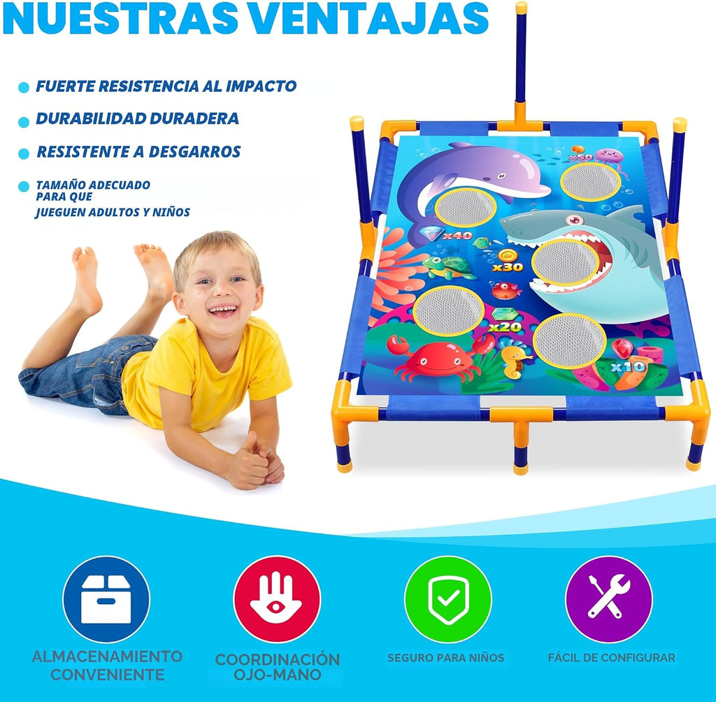 Juego de lanzamiento de bolsas de frijoles de animales, juego de lanzamiento al aire libre, suministros de fiesta familiar para niños, regalo para cumpleaños o Navidad para niños pequeños de 3, 4, 5
