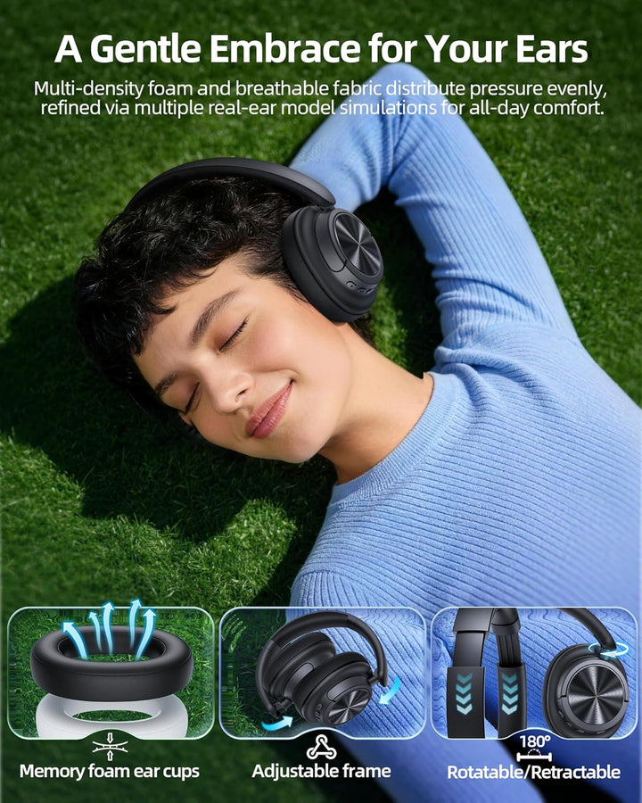 Auriculares híbridos con cancelación activa de ruido, 120 horas de...
