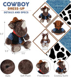 DolliBu Peluche de vaquero de rinoceronte marrón sentado