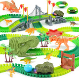 BEMITON Pista de autos de carreras de juguetes de dinosaurios, crea...