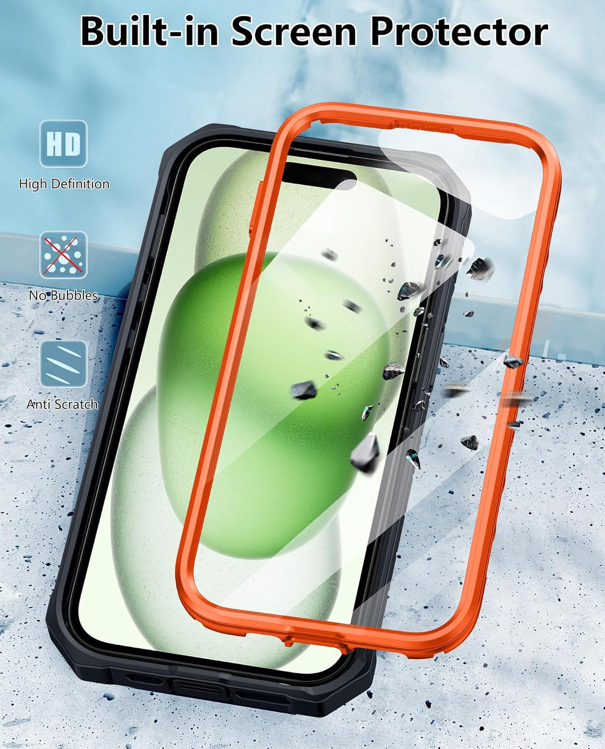 FNTCASE Funda para iPhone 15 con clip para cinturón y protector de pantalla