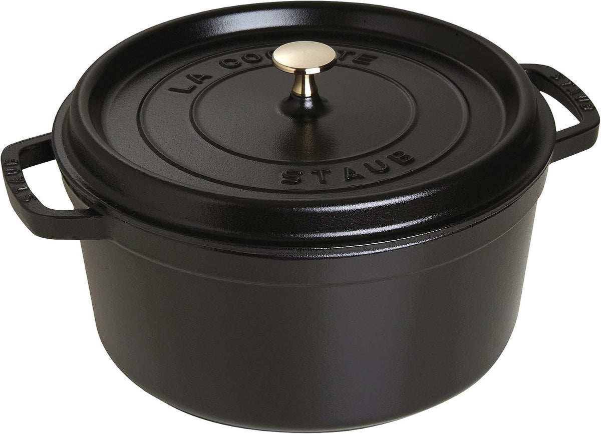 Staub olla de hierro cocotte redonda de 6-1/4 cuartos de galón, Negro mate