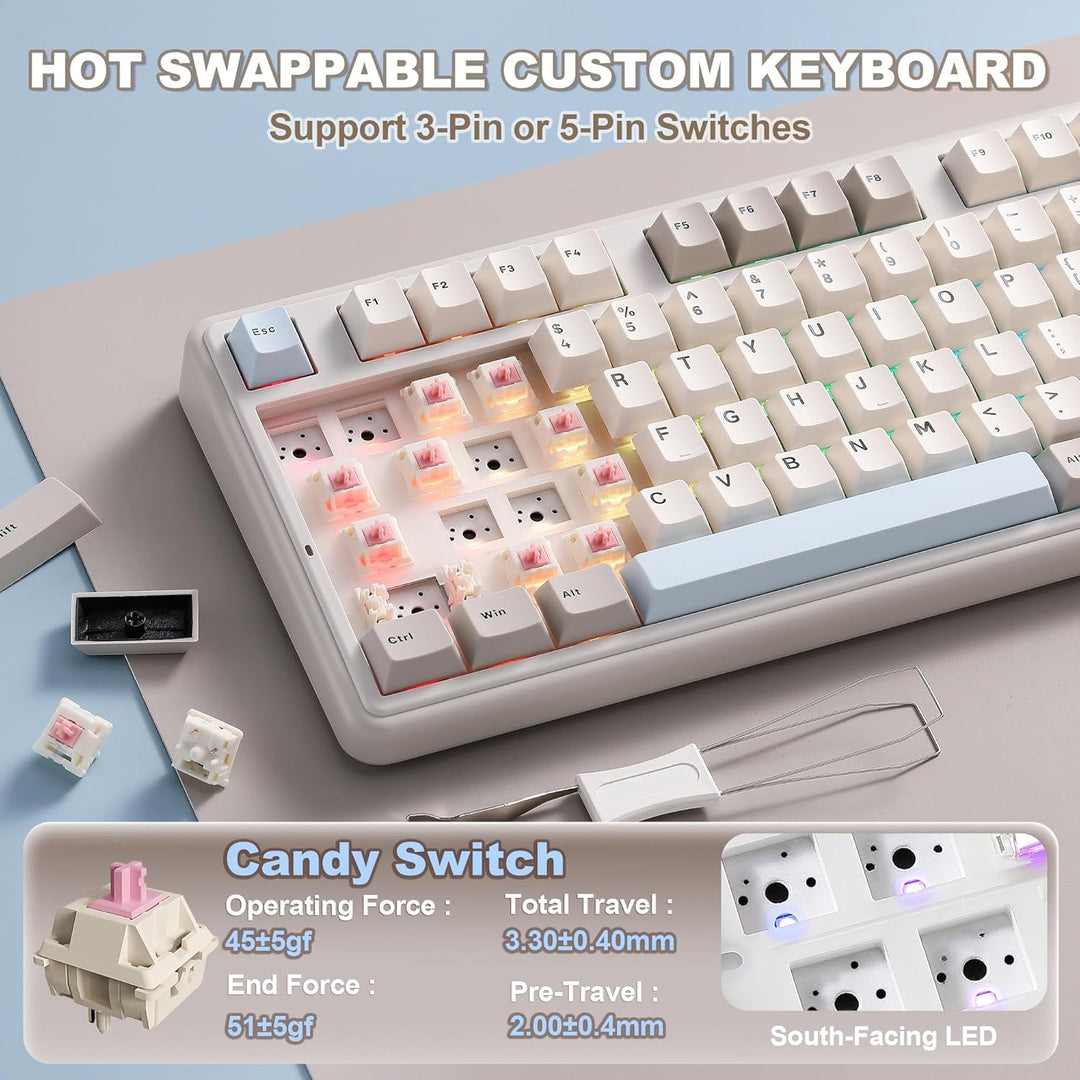 YUNZII B98 PRO QMK\/VIA Wireless Mechanical Gaming Keyboard, 96% La...