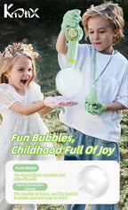 Kit de máquina mágica de burbujas de humo para niños, burbujas elásticas con raquetas y guantes de punto, varita de burbujas antiniebla 10 en 1 con luces y música, regalo sensorial recargable para