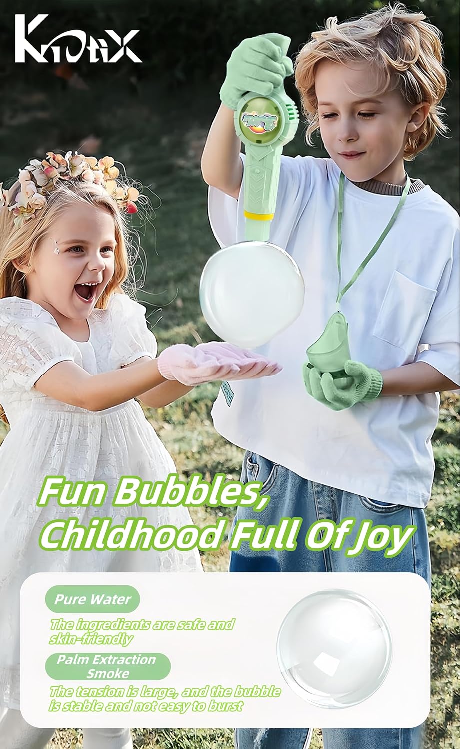 Kit de máquina mágica de burbujas de humo para niños, burbujas elásticas con raquetas y guantes de punto, varita de burbujas antiniebla 10 en 1 con luces y música, regalo sensorial recargable para