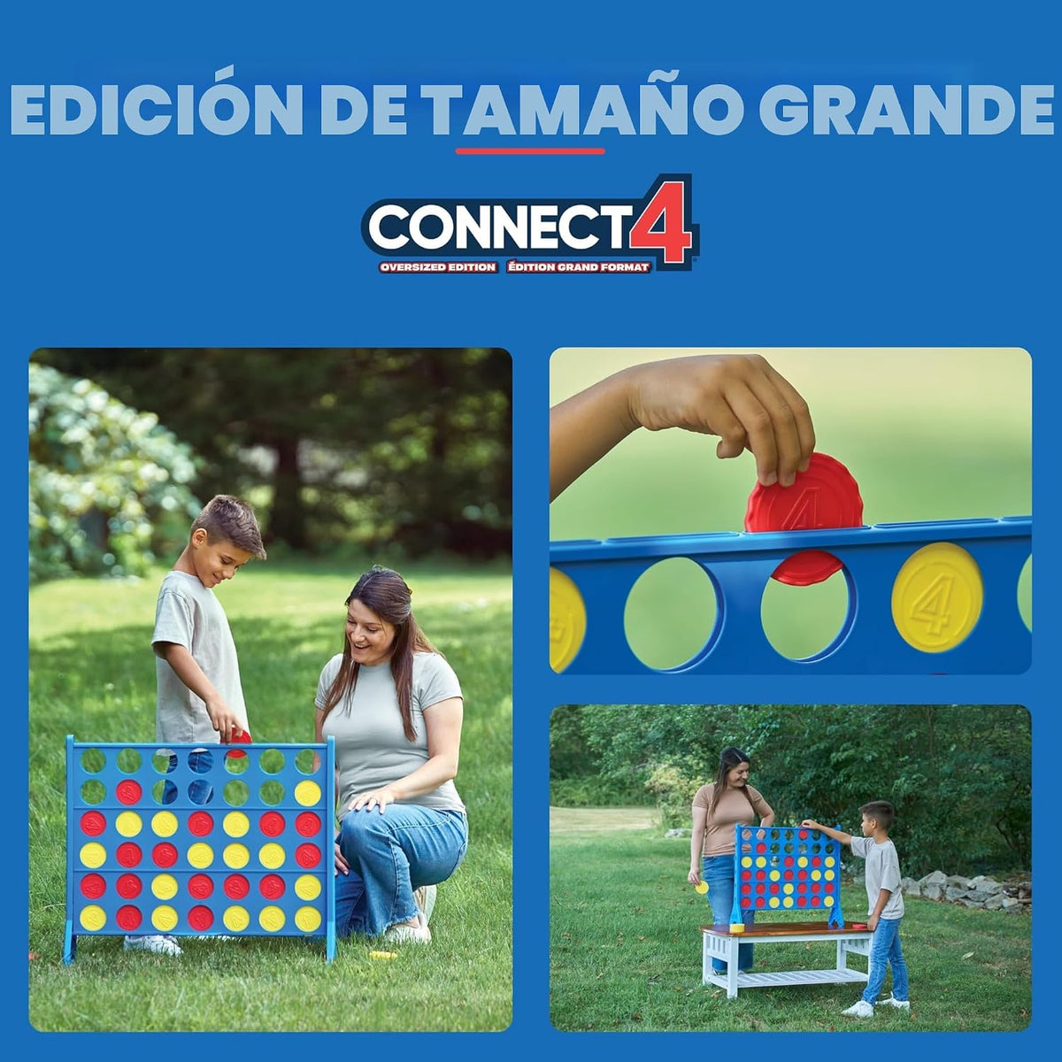 EastPoint - Juego de césped Connect 4 de gran tamaño, color azul, 42 piezas