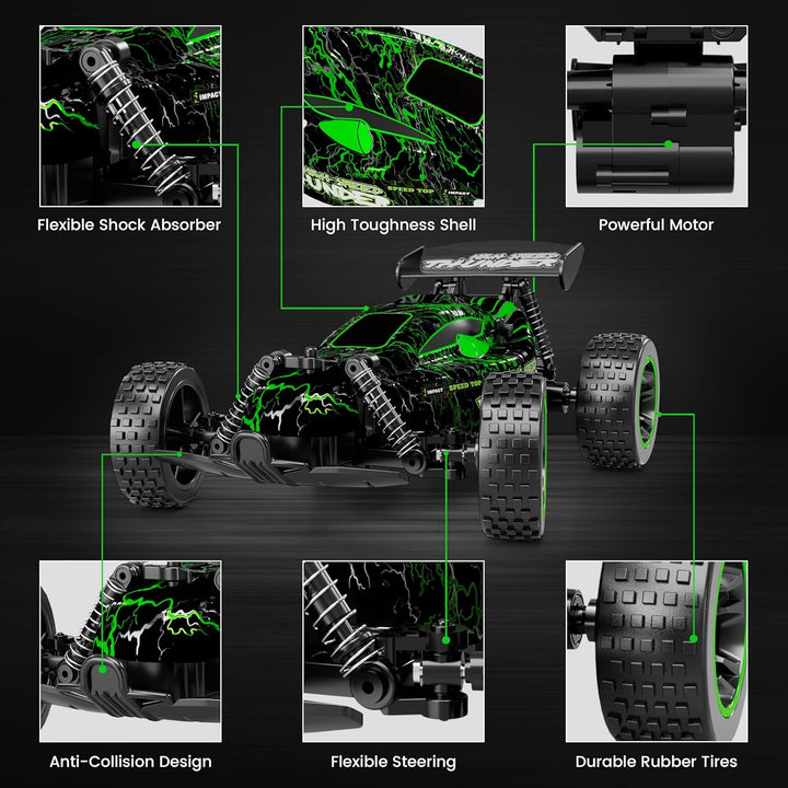 Tecnock Coches RC para Niños, Coche RC 1:18 a Escala 2WD con Luces...