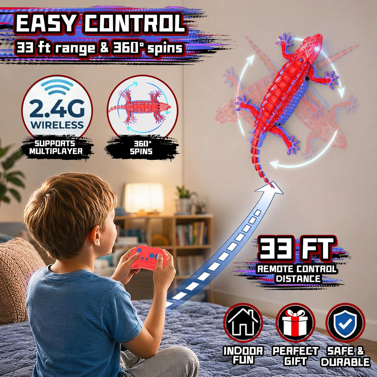Gecko de escalada de pared a RC, robot de control remoto recargable