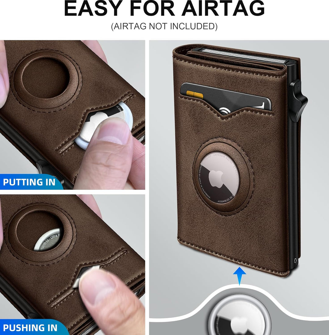 Cartera miyozi Airtag para hombre, con bolsillo para billetes, 2 ve...