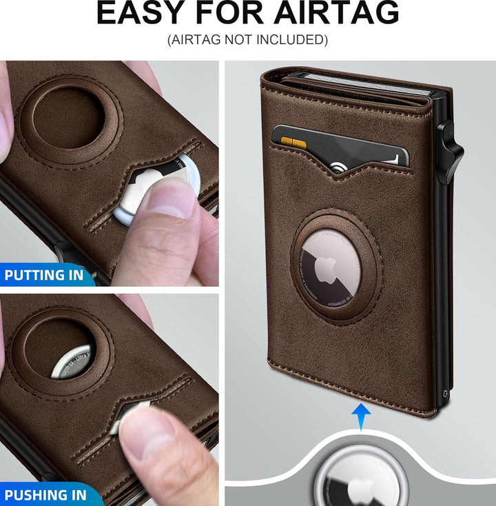 Cartera miyozi Airtag para hombre, con bolsillo para billetes, 2 ve...
