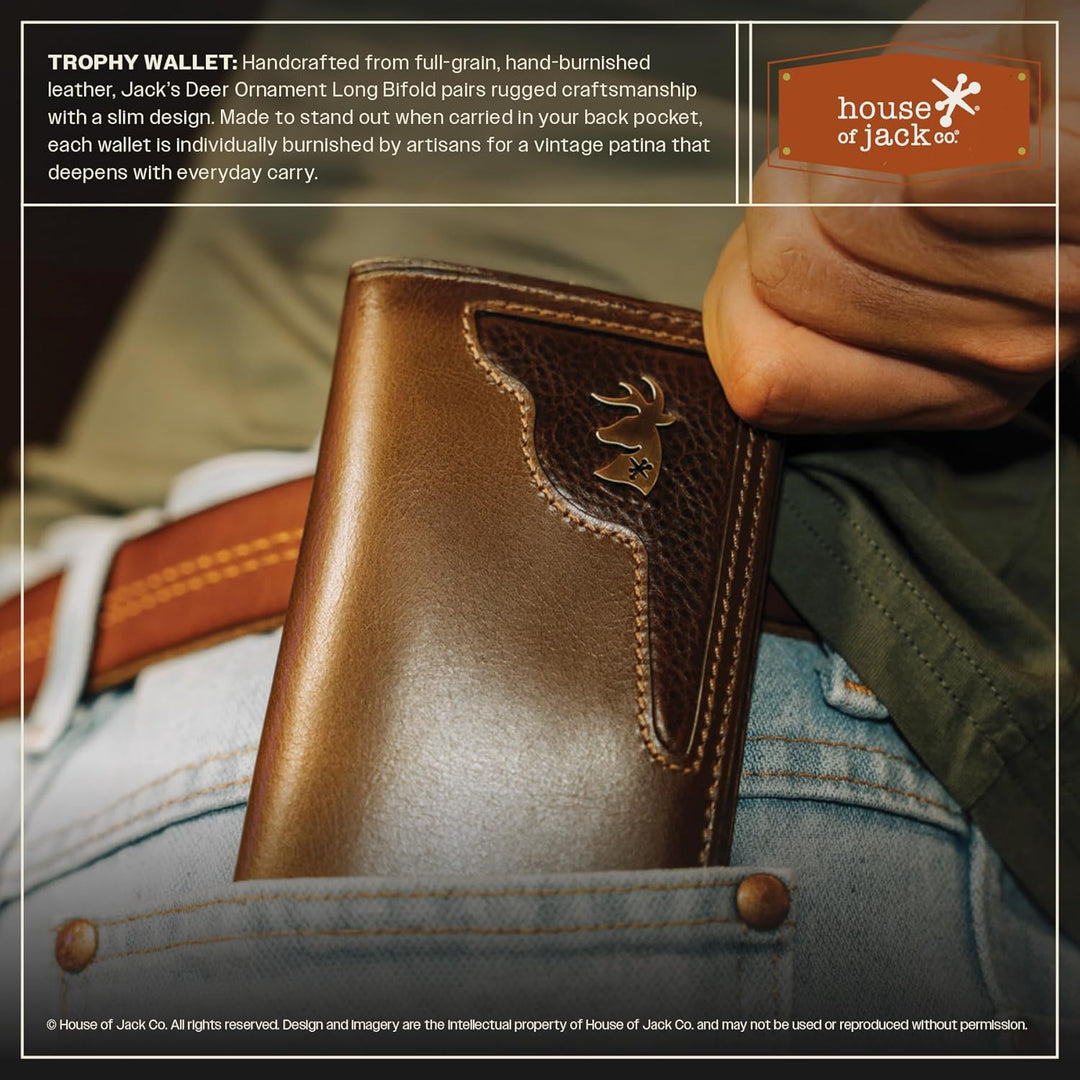 House of Jack Co. Cartera larga para hombre | Cuero de grano comple...