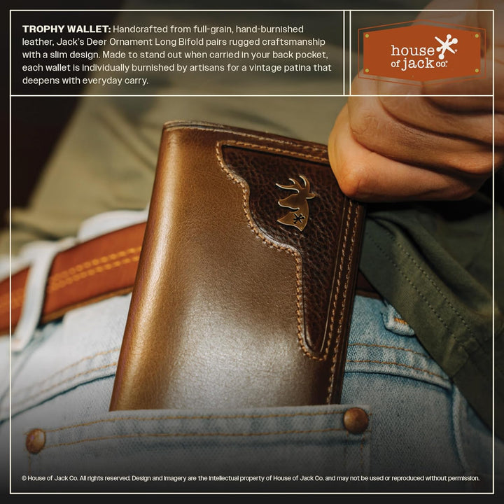 House of Jack Co. Cartera larga para hombre | Cuero de grano comple...
