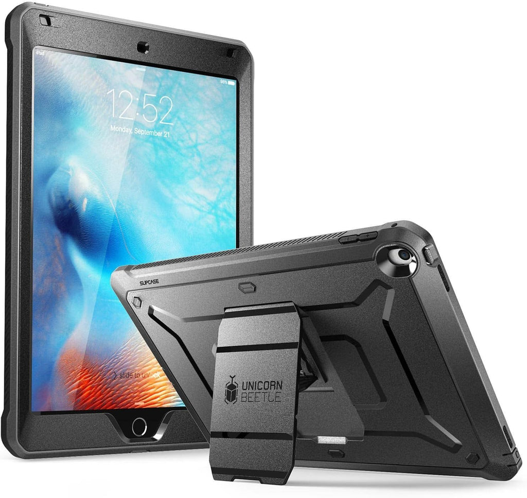SUPCASE Unicorn Beetle Pro Series - Funda diseñada para iPad 9.7 2018/2017, con protector de pantalla integrado y funda protectora resistente de doble capa de cuerpo completo para iPad 9.7 de 5ª y 6ª generación (negro)