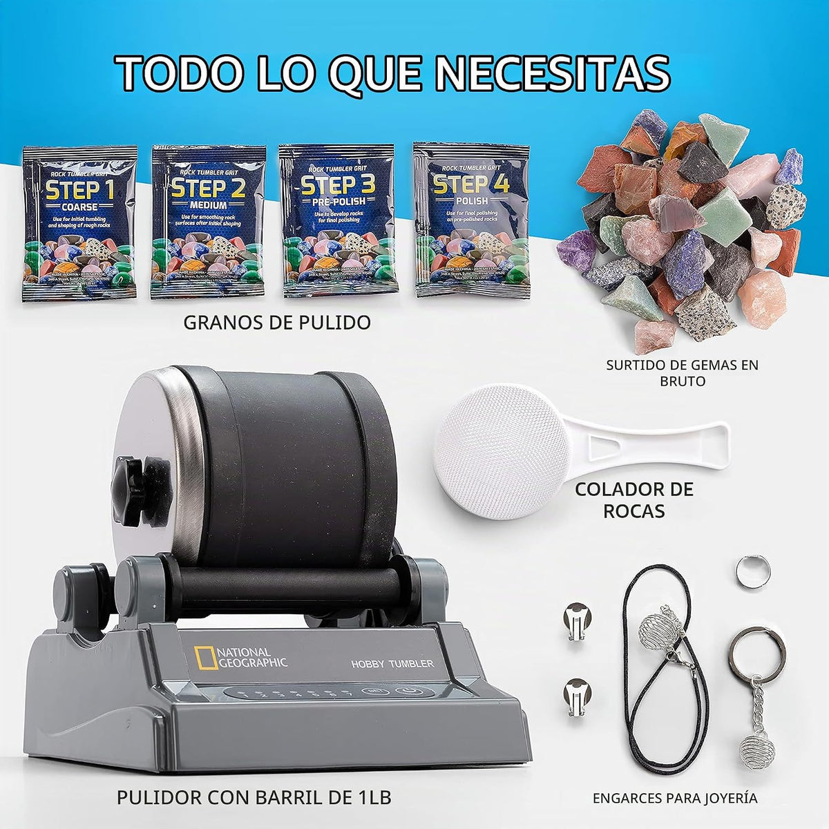 National Geographic Hobby Rock Tumbler Kit para Kids y Adults Ages 8+