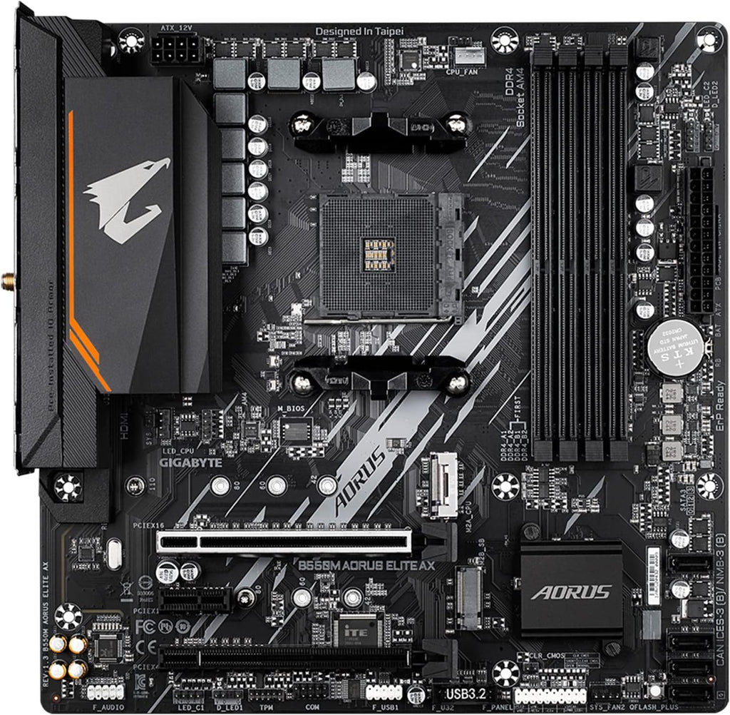 GIGABYTE B550M AORUS Elite AX (rev 1.3) Placa base AMD AM4 mATX, B550M|AE|M.2 x2|WIFI6