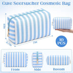 Huhumy Bolsas de maquillaje de sirsaca a granel, bolsa a rayas, Azul claro