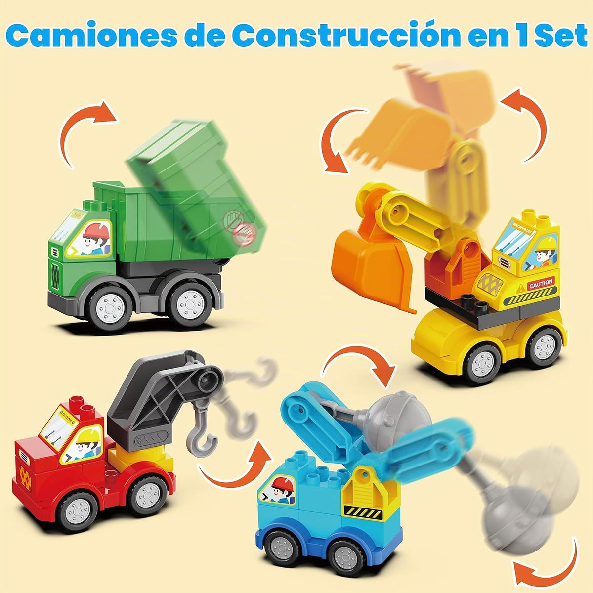 Juego de 100 bloques de construcción con 4 camiones, regalo para