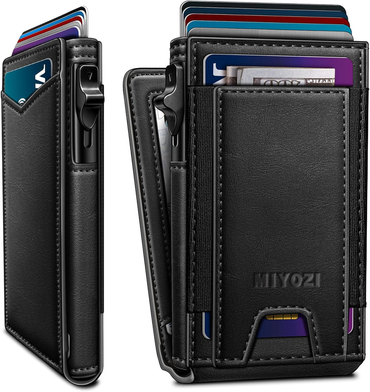 miyozi Cartera para hombre, tarjetero desplegable delgado, con bloq...