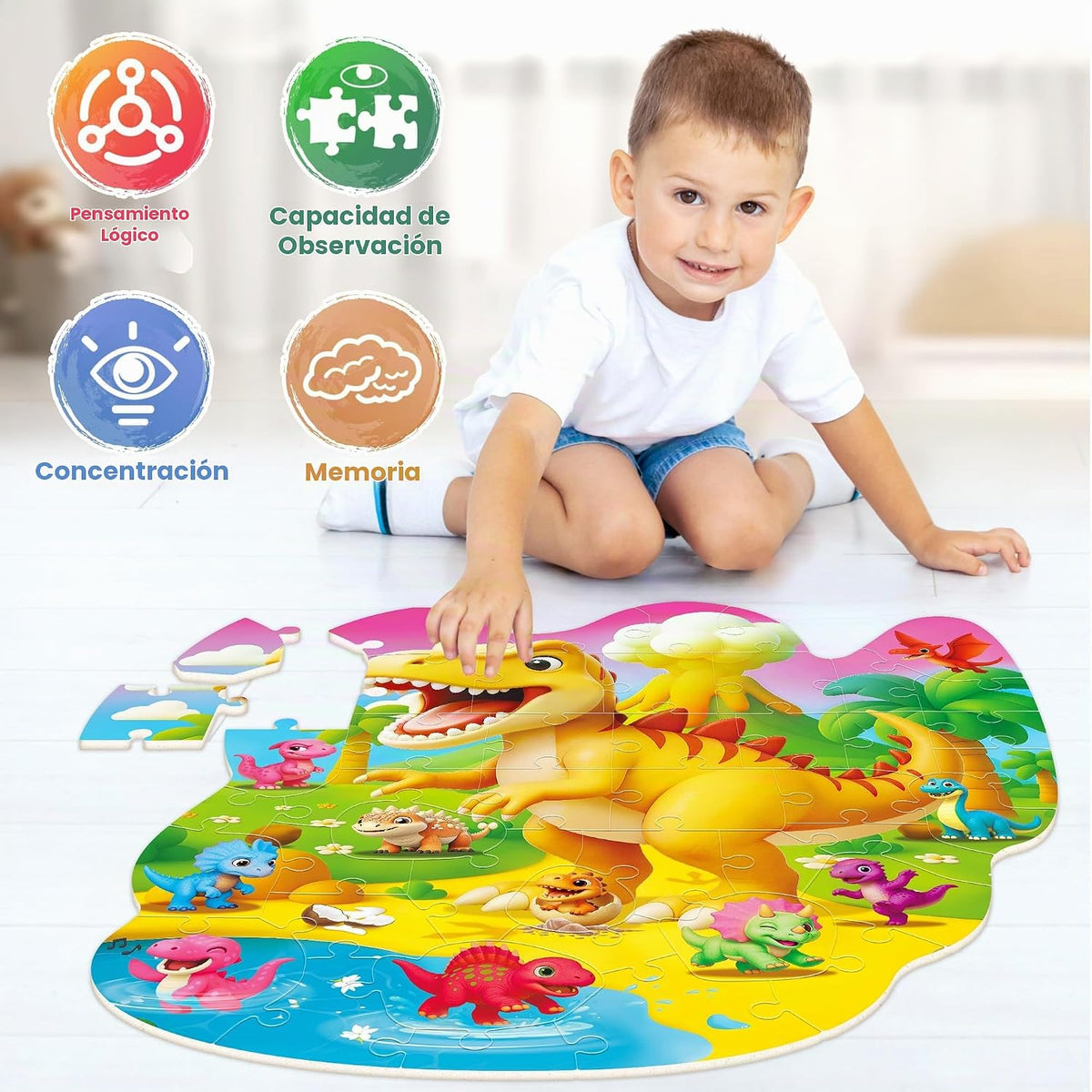 SYNARRY Dinosaur Floor Puzzles para niños 3-5 años Grande 45 piezas