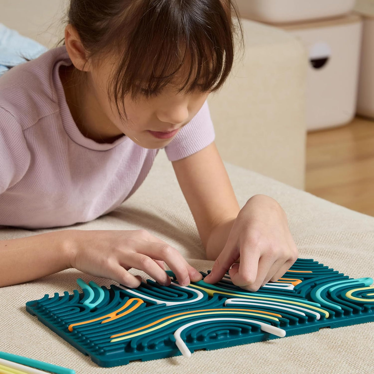 Pushpeel XL - Tabla de actividades sensoriales – Juguete antiestrés de silicona expandible para estrés, ansiedad, TDAH y autismo – Modular, silencioso, sin ensuciar, abeto