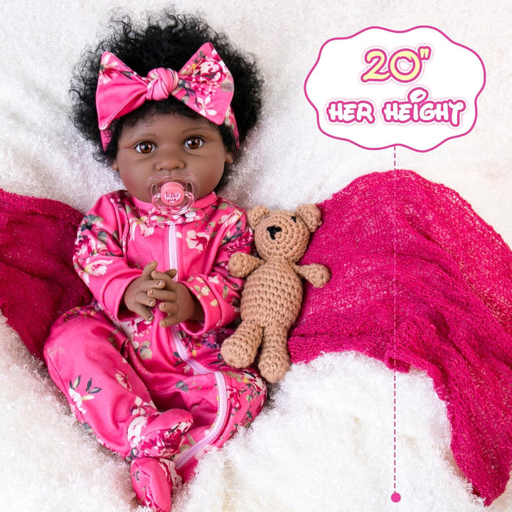 Aori - Muñeca bebé Reborn negra de 22 pulgadas, muñeca afroamerican...