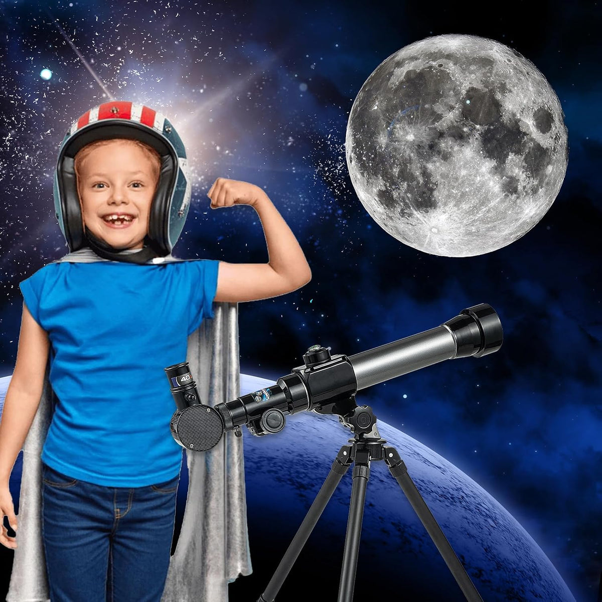 Telescopio de cisne ideal para niños de 8 a 12 años - Telescopio telescópico de astronomía para principiantes