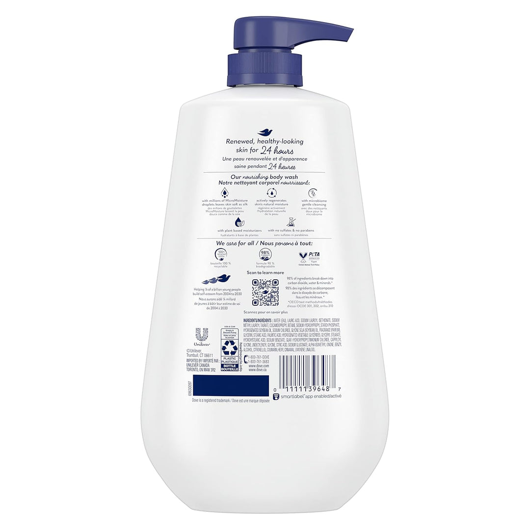 Dove Gel de baño con bomba de humedad profunda para 24 horas loción...