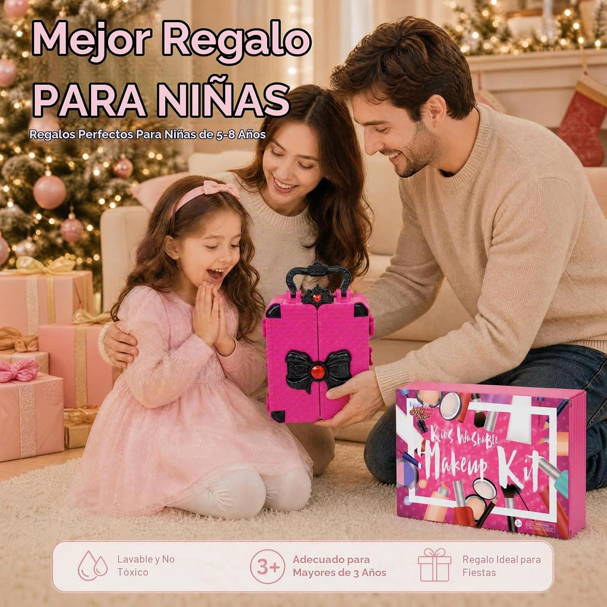 Juegos de maquillaje para niñas de 5 a 8 años, kit de maquillaje de juego para edades 3456789 10 años de edad, regalos de cumpleaños para niñas