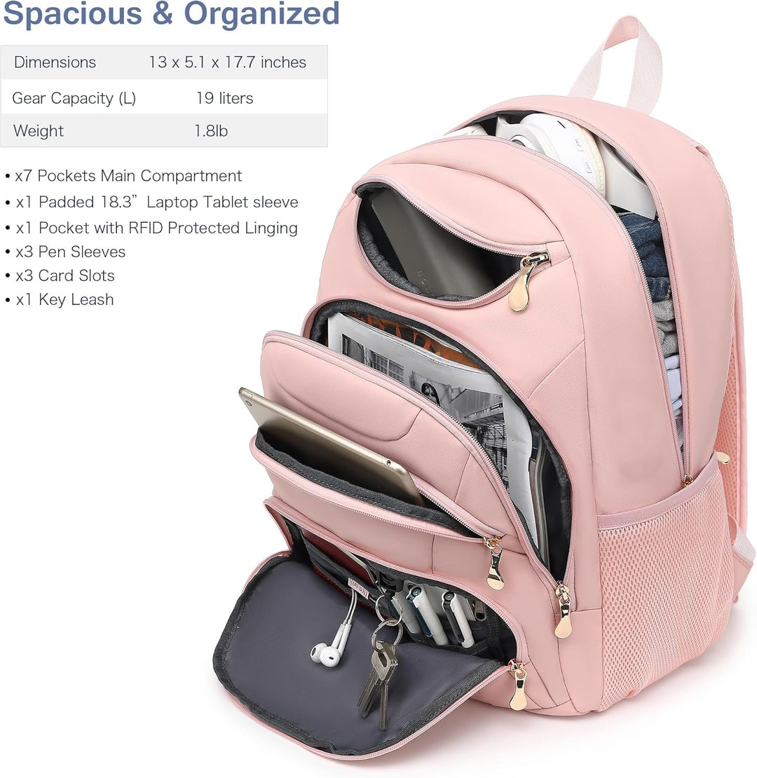 Mochila para laptop Boavan para hombres (Negro, 15.6), Rosa(Amour P...