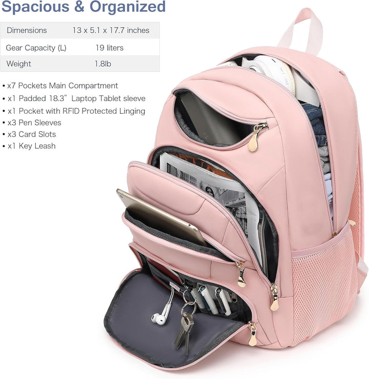 Mochila para laptop Boavan para hombres (Negro, 15.6), Rosa(Amour P...