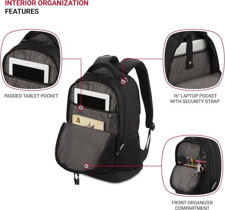 SwissGear - Mochila para laptop Cecil 5505, Negro -
