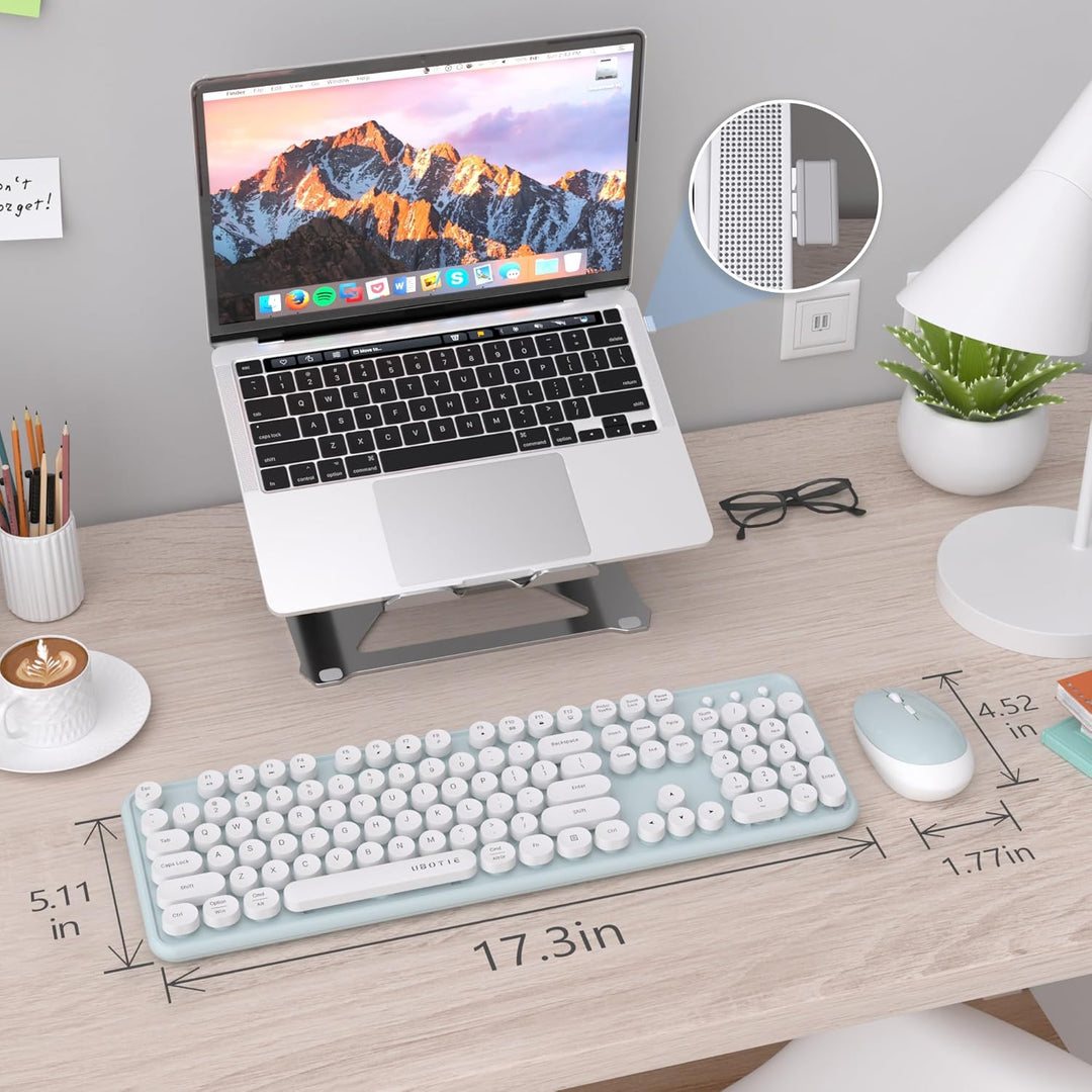 UBOTIE Teclado inalámbrico colorido para computadora y mouse óptico...