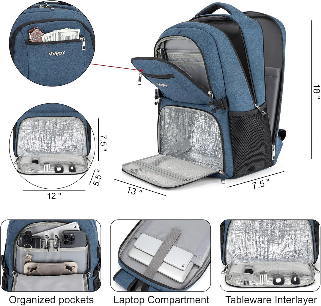 Velaybor Mochila de almuerzo aislada para laptop de 17 pulgadas, mo...