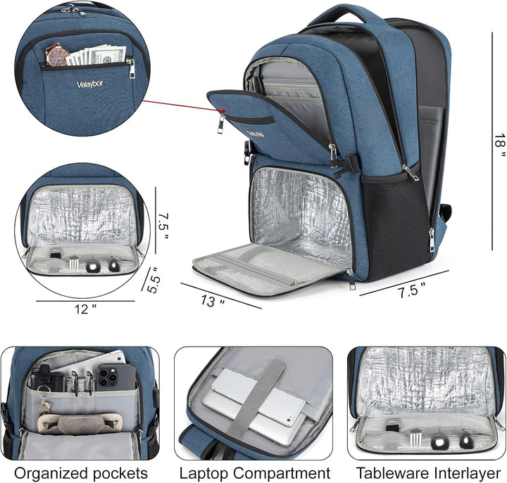 Velaybor Mochila de almuerzo aislada para laptop de 17 pulgadas, mo...
