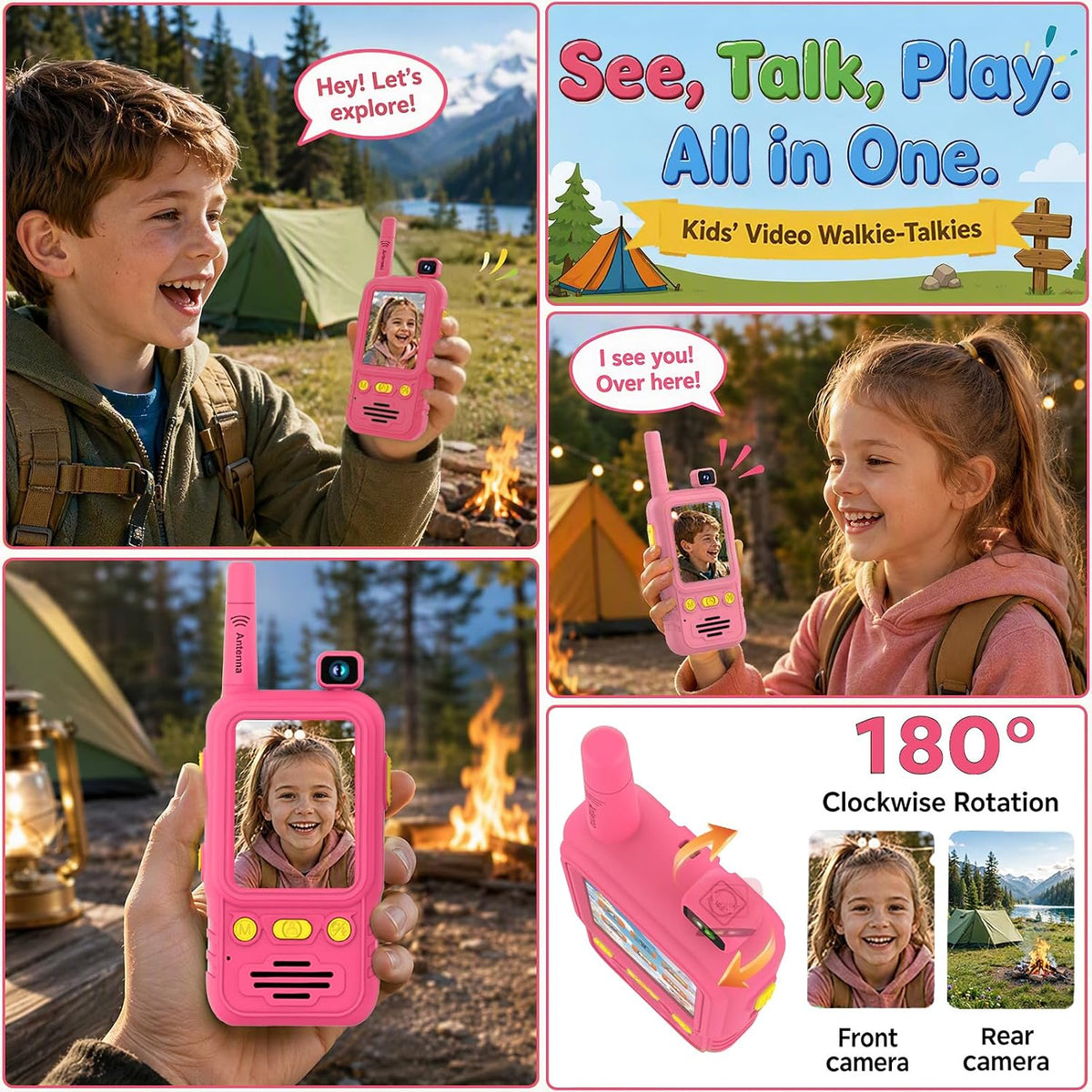 Aikmi Walkie Talkies de video para niños, juguete de radio bidireccional
