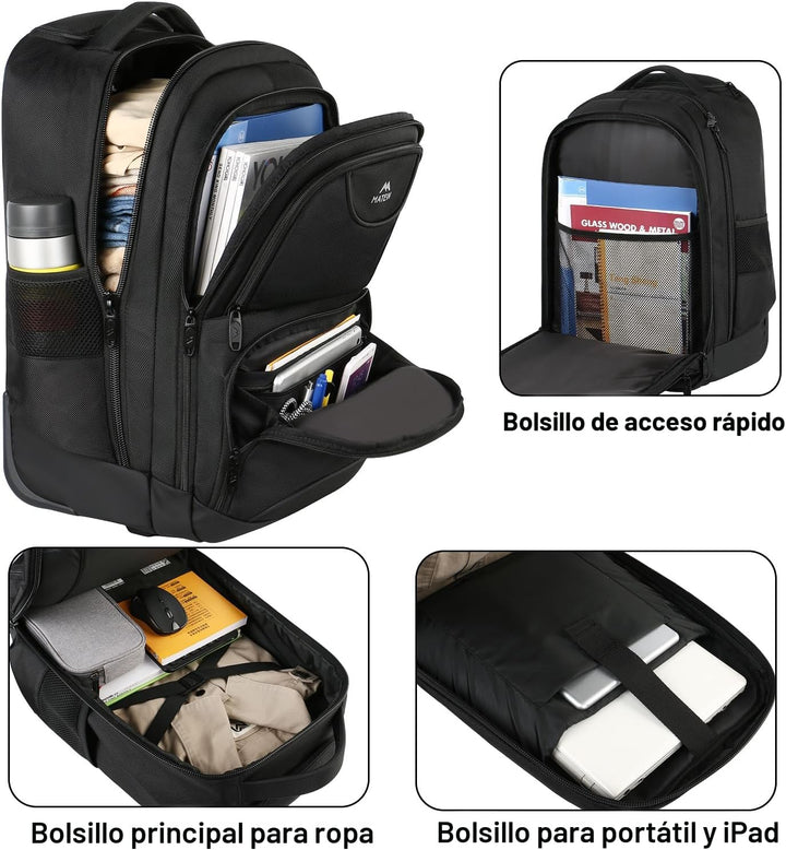 MATEIN - Mochila con ruedas, mochila para laptop de 17 pulgadas res...