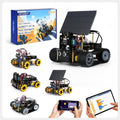 Kit de tanque de robot solar con cámara inteligente ESP32 5 en 1, kit de robótica de juguete STEM para niños de 8 a 16 años, aplicación y control remoto, automóvil 4WD con cámara de 3 MP, kit de codificación científica educativa Arduino, regalo para